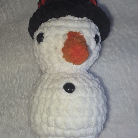 Handmade 6-Inch Crocheted Snowman Plushie with Custom Hat and Scarf