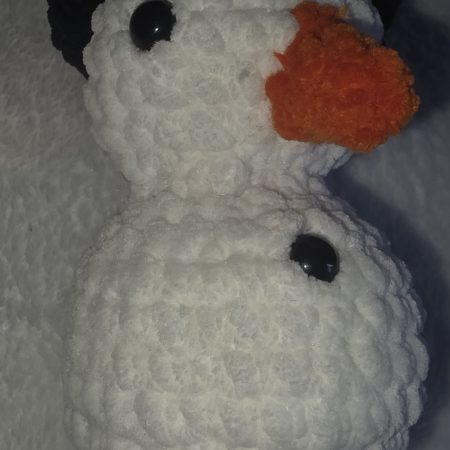Handmade 6-Inch Crocheted Snowman Plushie with Custom Hat and Scarf