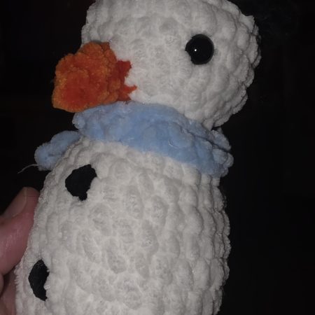Handmade 6-Inch Crocheted Snowman Plushie with Custom Hat and Scarf