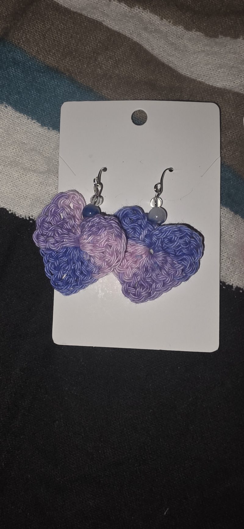 Handmade Crochet Heart Earrings in Colourful Cotton Yarn