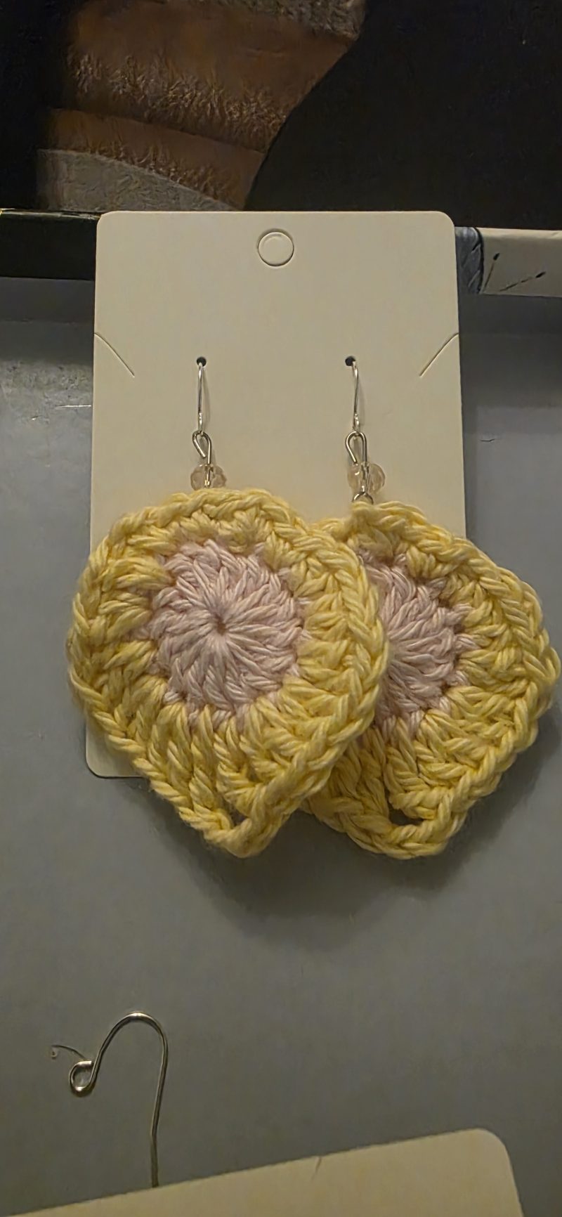 Handmade Crochet Teardrop Earrings in Colourful Cotton Yarn