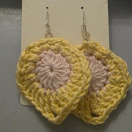 Handmade Crochet Teardrop Earrings in Colourful Cotton Yarn