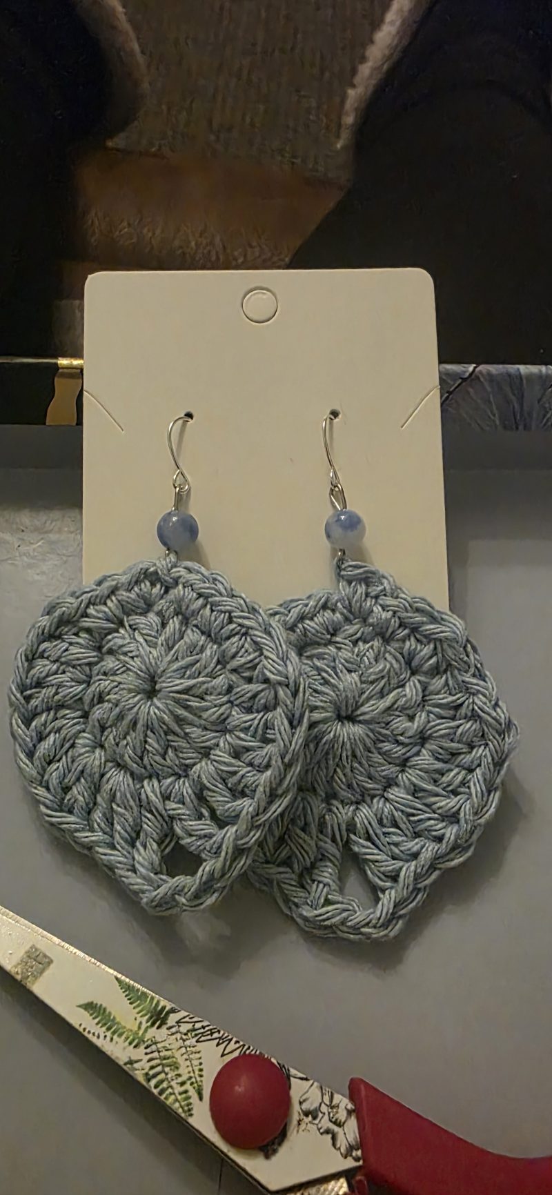 Handmade Crochet Teardrop Earrings in Colourful Cotton Yarn