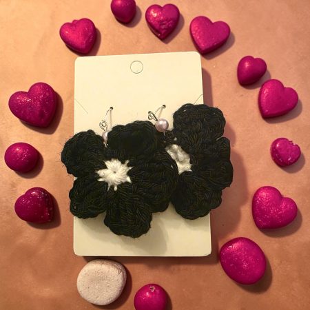 Handmade Crochet Daisy Flower Earrings in Colourful Cotton Yarn