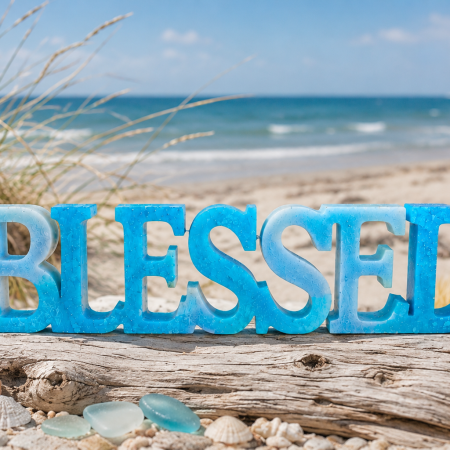 Blessed Resin Ornament. Handmade Coastal or Seaside Theme Home Decor