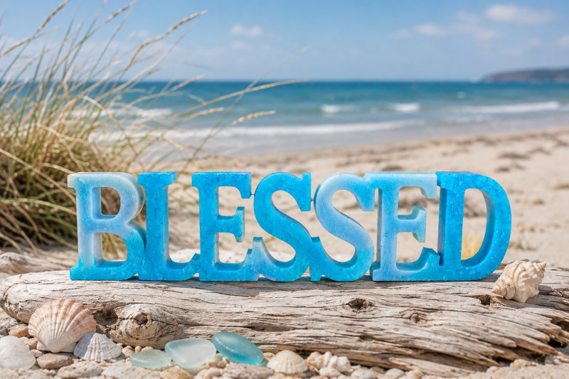 Blessed Resin Ornament. Handmade Coastal or Seaside Theme Home Decor