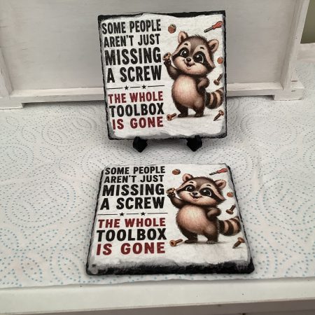 Set of two decoupaged slate coasters funny and humorous design