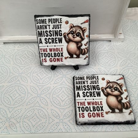Set of two decoupaged slate coasters funny and humorous design