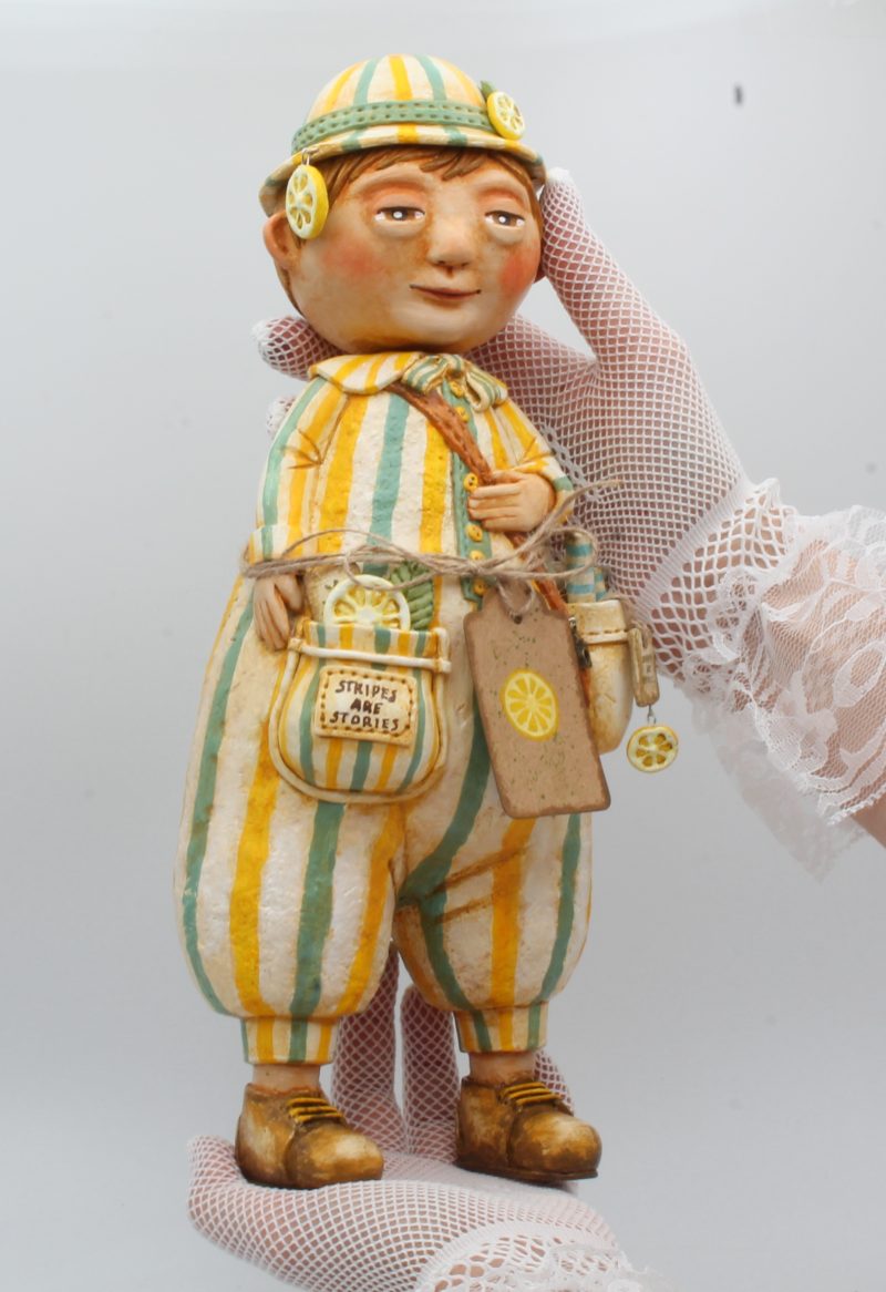 Handmade One of a Kind Art Doll Ellis Lemonfield, 33cm Tall