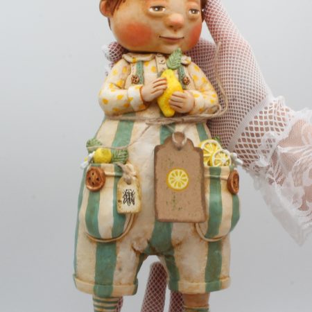 Clement Lemonwood OOAK Handmade Art Doll, 34cm Tall