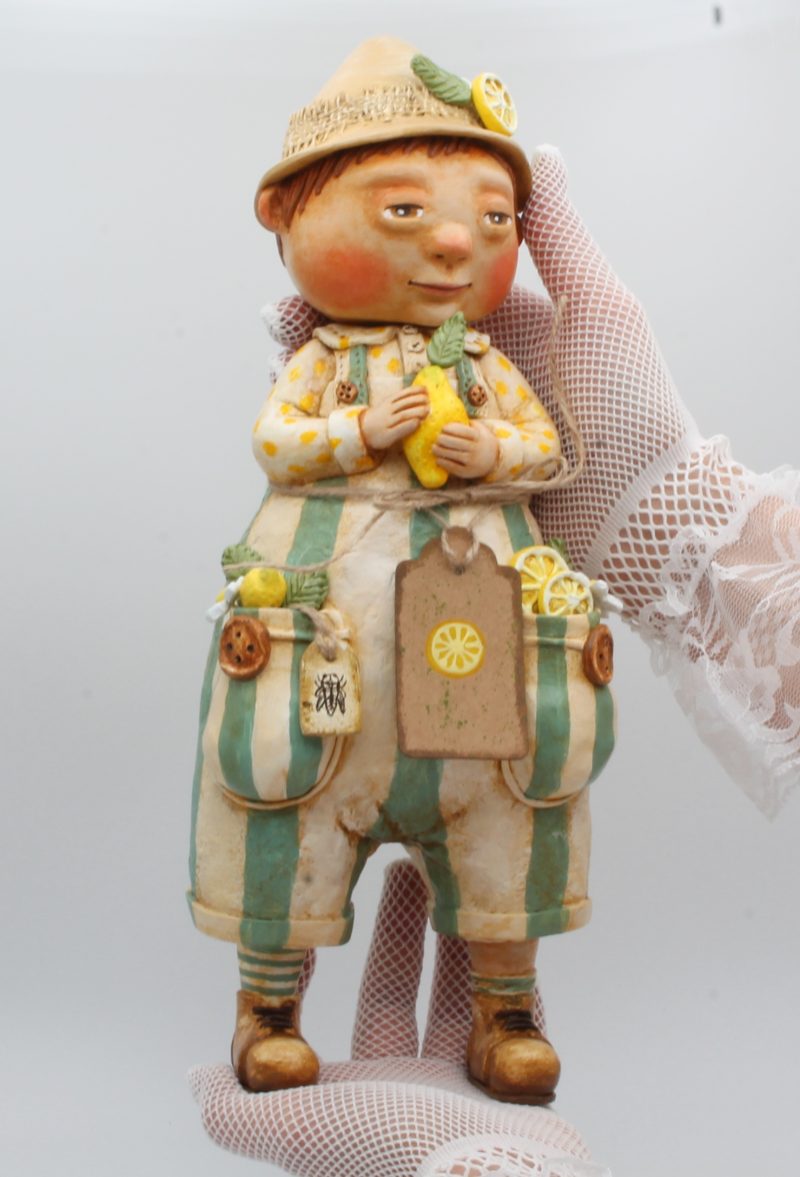 Clement Lemonwood OOAK Handmade Art Doll, 34cm Tall