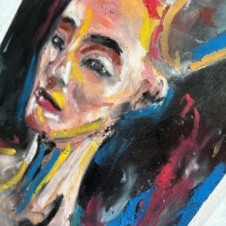 Nefertiti Egyptian Queen Original Oil Pastel Portrait Artwork A5