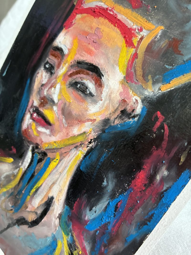 Nefertiti Egyptian Queen Original Oil Pastel Portrait Artwork A5