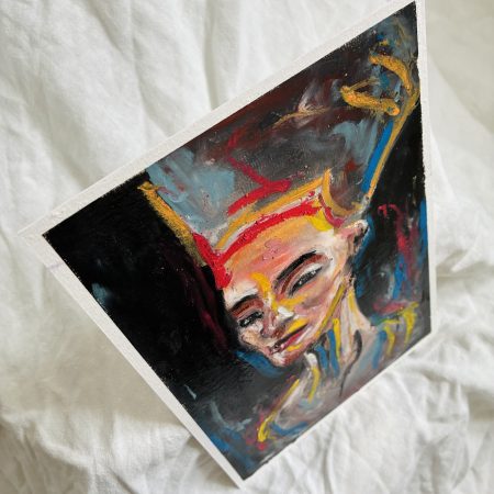 Nefertiti Egyptian Queen Original Oil Pastel Portrait Artwork A5