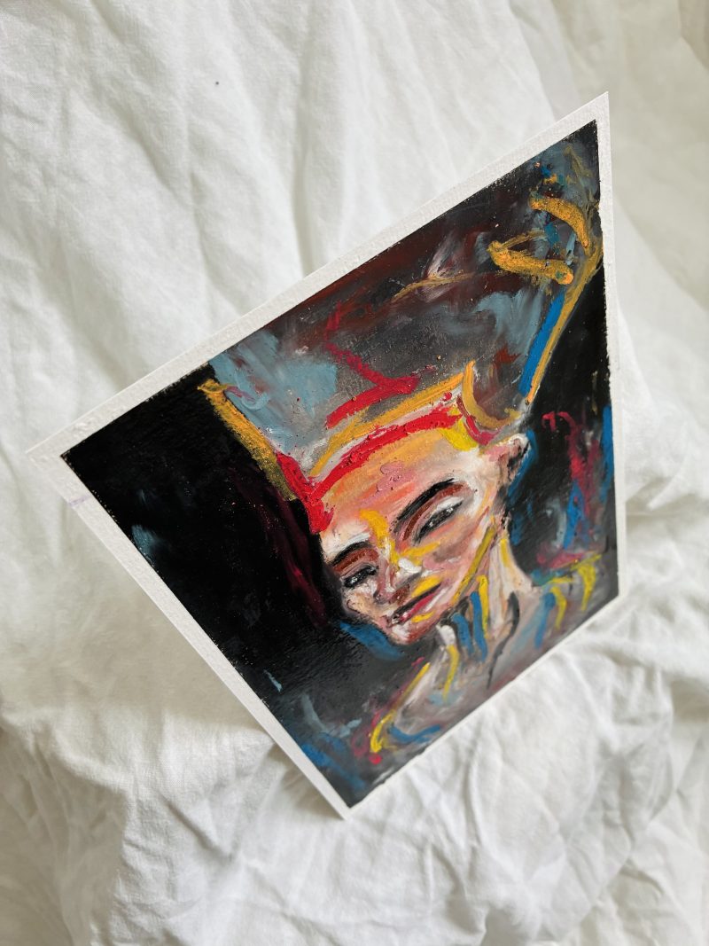 Nefertiti Egyptian Queen Original Oil Pastel Portrait Artwork A5