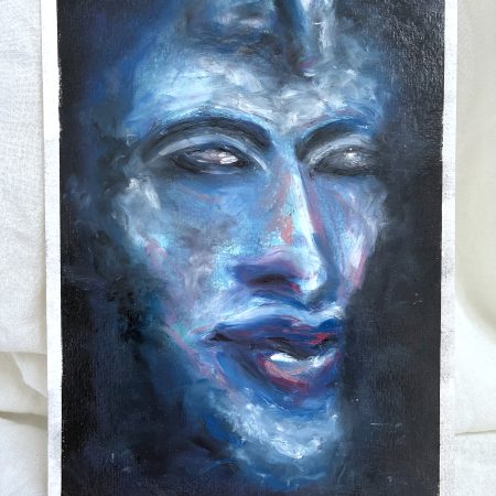 IV Amenhotep Akhenaten Portrait Original Oil Pastel Artwork A5