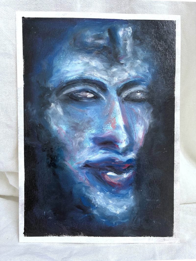 IV Amenhotep Akhenaten Portrait Original Oil Pastel Artwork A5