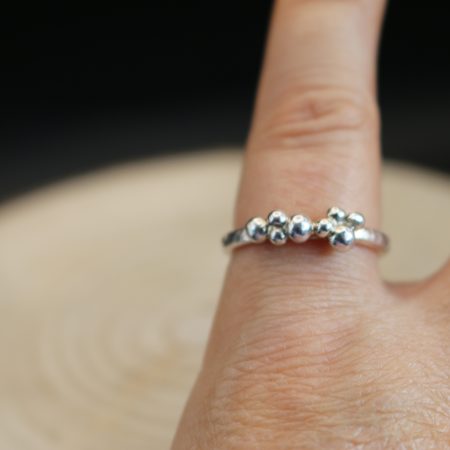 Handmade Hallmarked Sterling Silver Hammered Bubble Ring Stacking Ring Size O