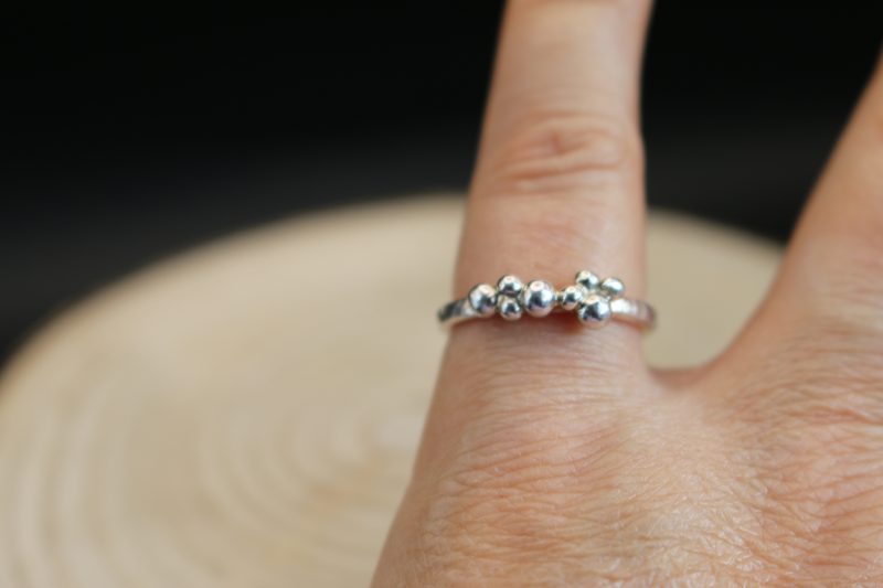 Handmade Hallmarked Sterling Silver Hammered Bubble Ring Stacking Ring Size O