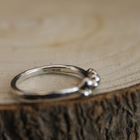 Handmade Hallmarked Sterling Silver Hammered Bubble Ring Stacking Ring Size O