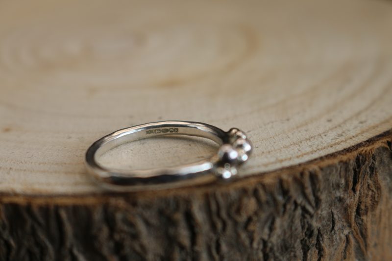 Handmade Hallmarked Sterling Silver Hammered Bubble Ring Stacking Ring Size O