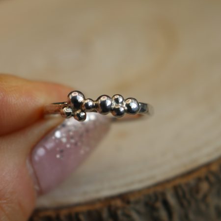 Handmade Hallmarked Sterling Silver Hammered Bubble Ring Stacking Ring Size O