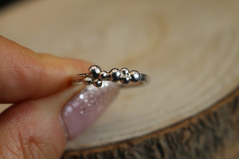 Handmade Hallmarked Sterling Silver Hammered Bubble Ring Stacking Ring Size O