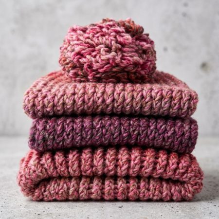 Pink & Rose Pom-Pom Ear Hat Scarf