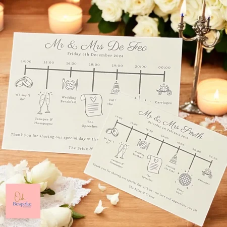 Personalised Wedding Order of the Day Cards – Set of 10