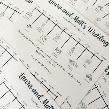 Personalised Wedding Order of the Day Cards – Set of 10