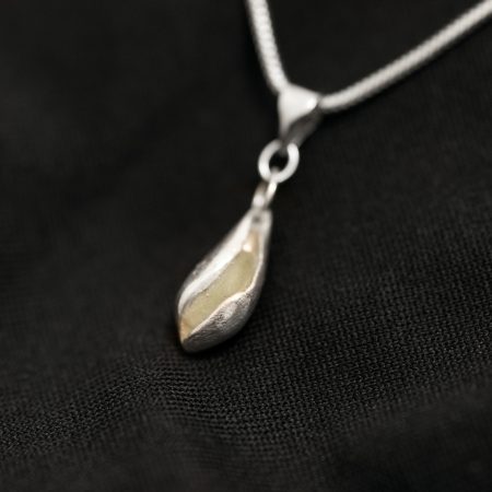 Handmade Sterling Silver Green Seaglass Pendant UK Hallmark