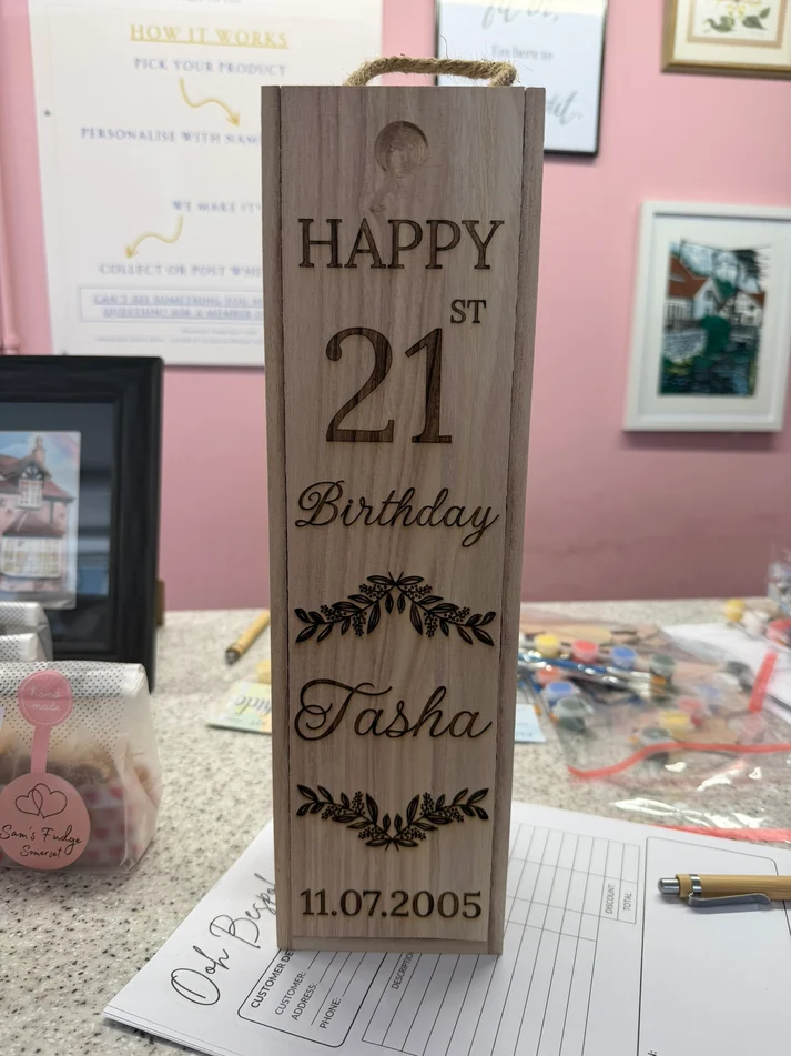 Personalised Wooden Wine Box – Custom 1, 2 or 3 Bottle Gift Box