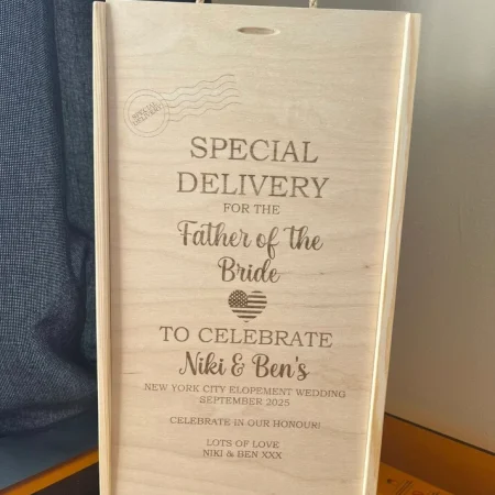 Personalised Wooden Wine Box – Custom 1, 2 or 3 Bottle Gift Box