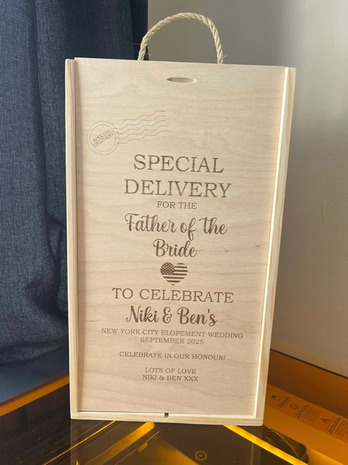 Personalised Wooden Wine Box – Custom 1, 2 or 3 Bottle Gift Box