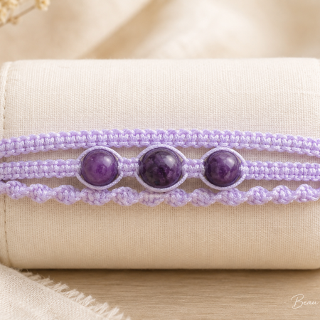 Lepidolite Adjustable Macramé Bracelet – Calm • Balance • Transition