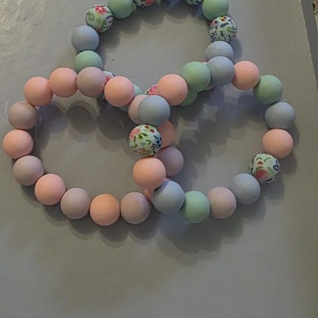 Handmade Polymer Bead Bracelet and Earrings Set in Neutral Tones