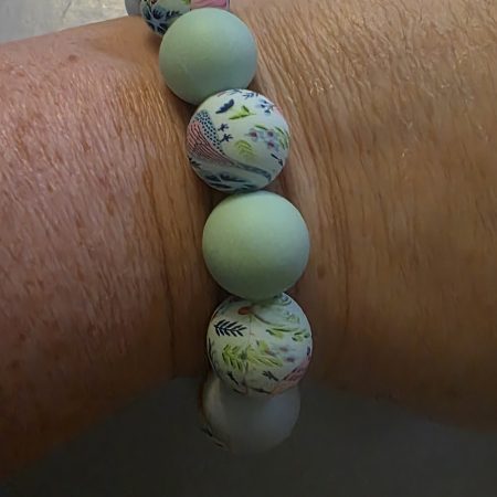 Handmade Polymer Bead Bracelet and Earrings Set in Neutral Tones