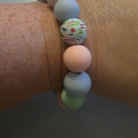 Handmade Polymer Bead Bracelet and Earrings Set in Neutral Tones