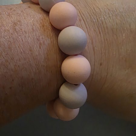 Handmade Polymer Bead Bracelet and Earrings Set in Neutral Tones