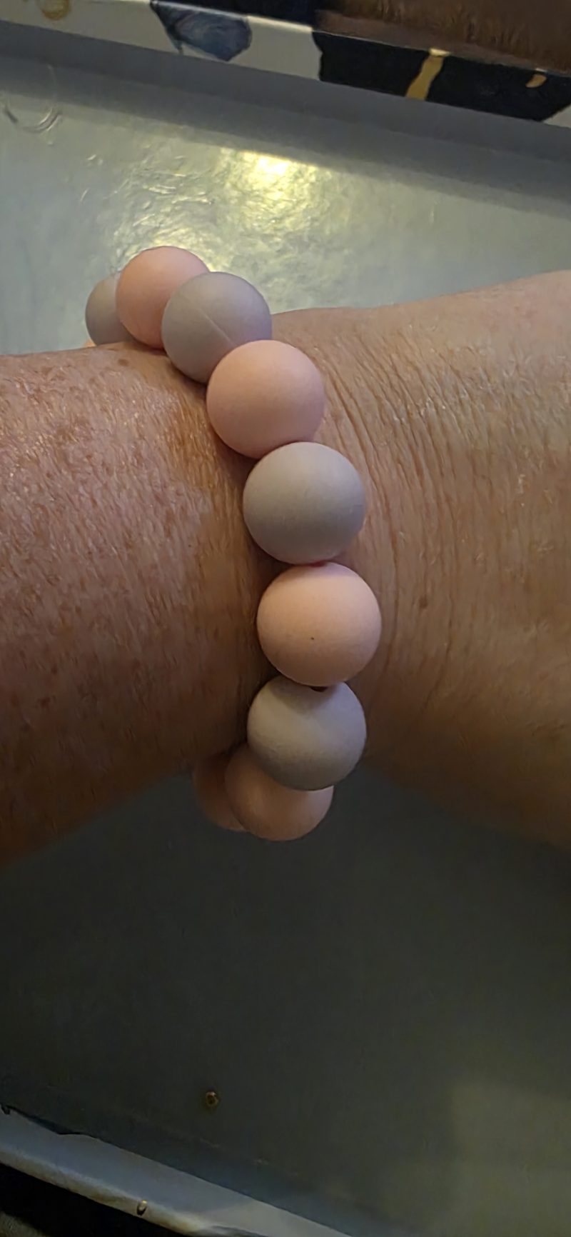 Handmade Polymer Bead Bracelet and Earrings Set in Neutral Tones