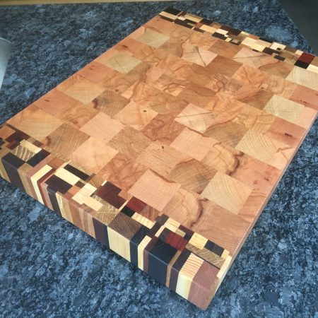 End Grain Cutting Board: Beech Multi-Wood Chaos Pattern