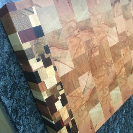 End Grain Cutting Board: Beech Multi-Wood Chaos Pattern