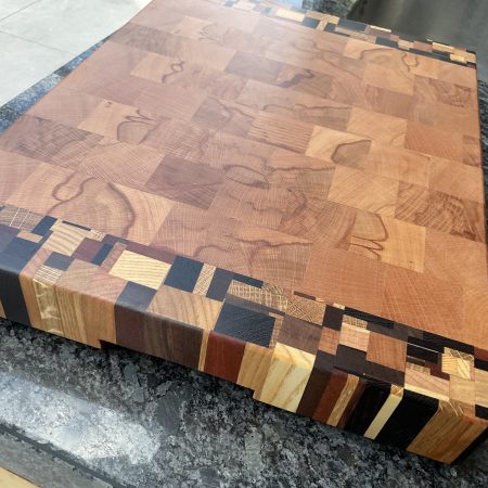 End Grain Cutting Board: Beech Multi-Wood Chaos Pattern