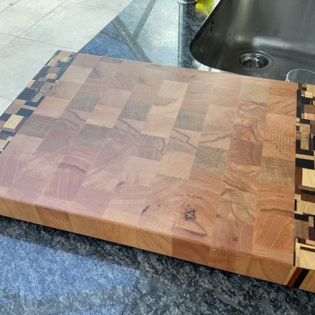 End Grain Cutting Board: Beech Multi-Wood Chaos Pattern