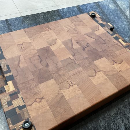 End Grain Cutting Board: Beech Multi-Wood Chaos Pattern