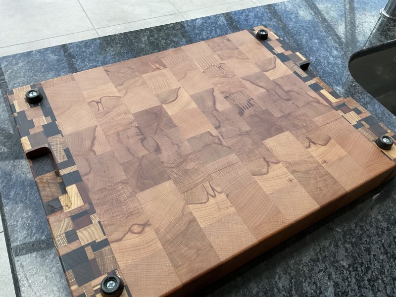 End Grain Cutting Board: Beech Multi-Wood Chaos Pattern