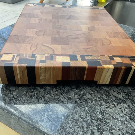 End Grain Cutting Board: Beech Multi-Wood Chaos Pattern