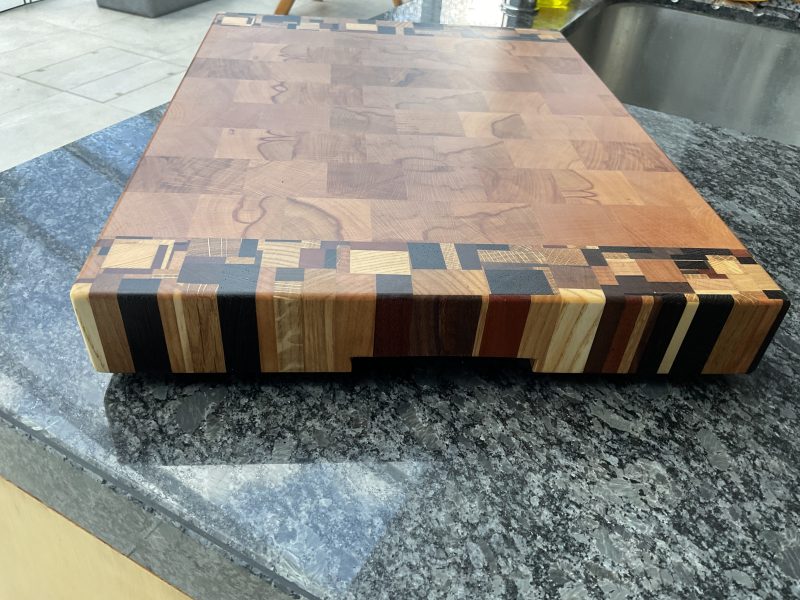 End Grain Cutting Board: Beech Multi-Wood Chaos Pattern