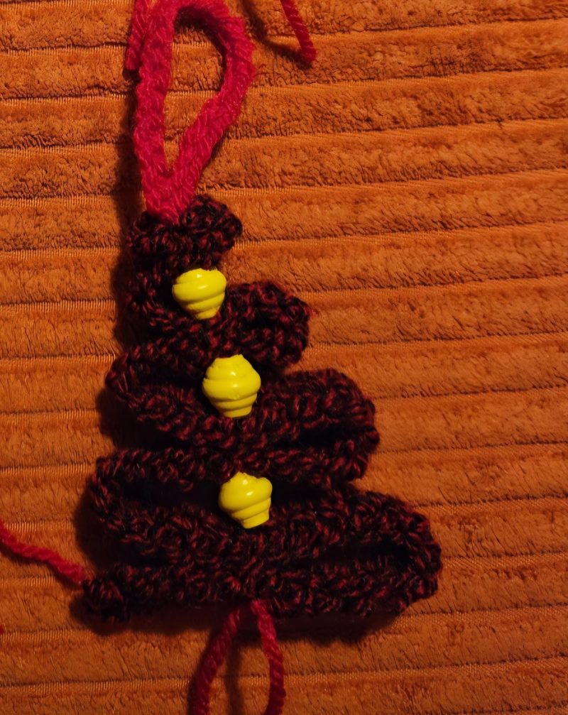 Handmade Crocheted Christmas Tree Decorations in Various Colours