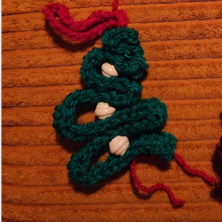 Handmade Crocheted Christmas Tree Decorations in Various Colours